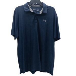 Under Armour Men's Loose Heat Gear  Polo Golf Shirt  Medium Navy Blue